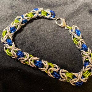 Byzantine silver, lime, royal blue