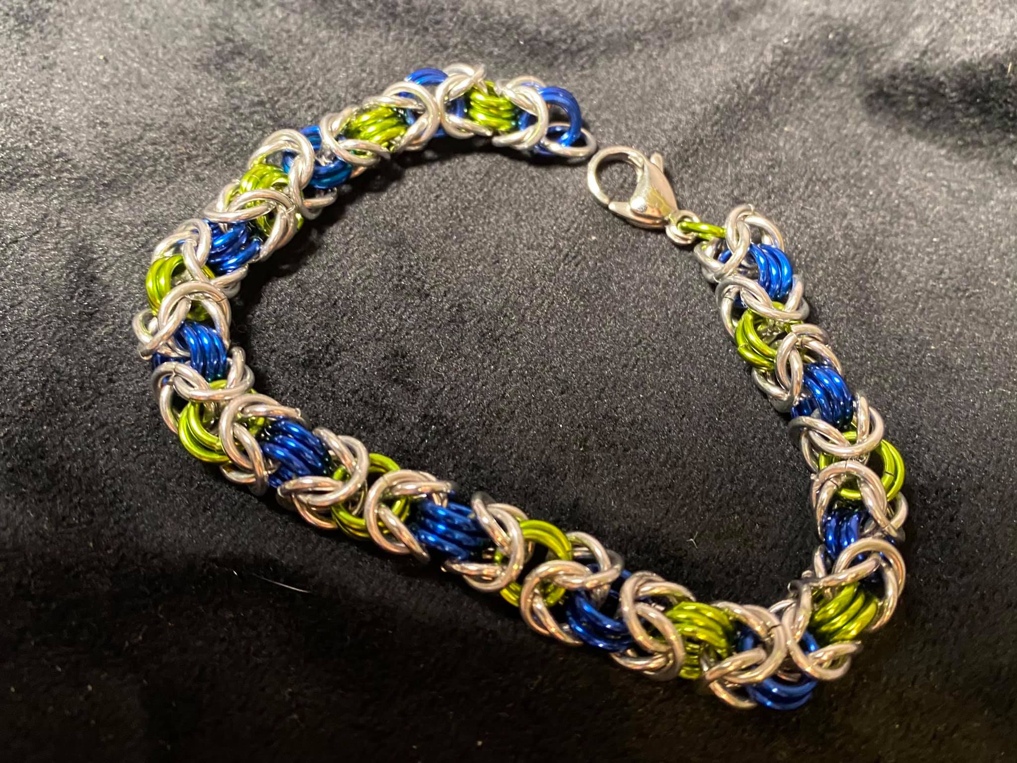 Byzantine silver, lime, royal blue