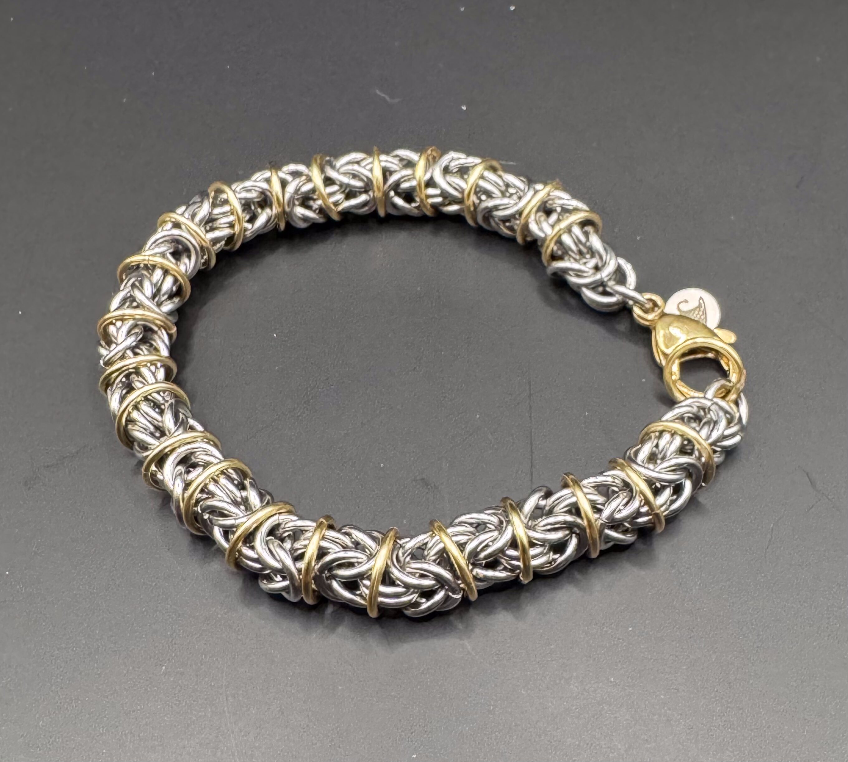 Byzantine with Caterpillar Rings, silver and gold