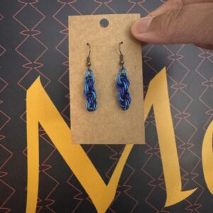 Double Spiral earrings, royal blue, turquoise