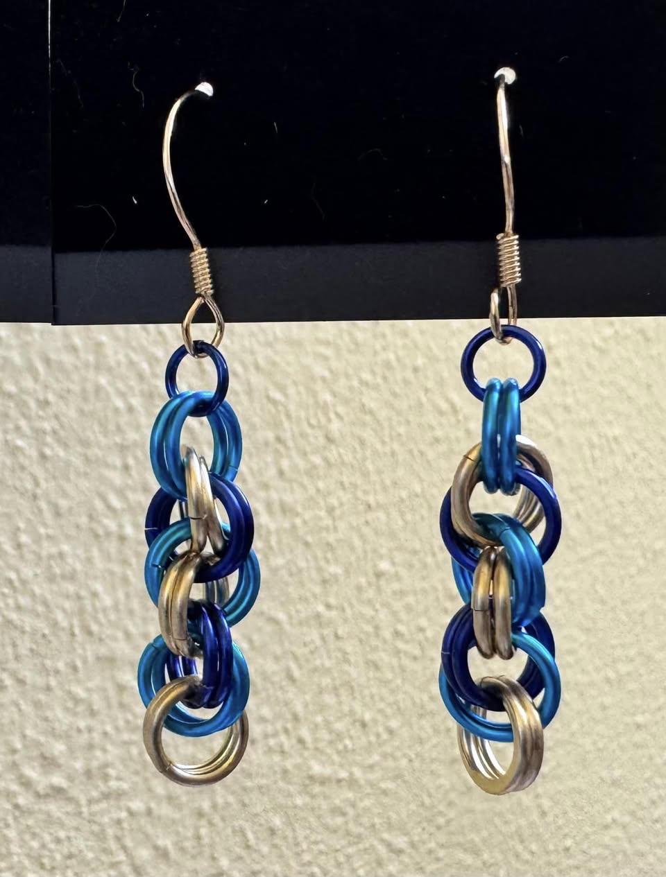 Double Spiral earrings cobalt, turquoise, silver