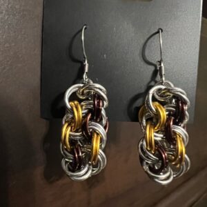 Kinged Vipera Berus earrings silver, gold, henna